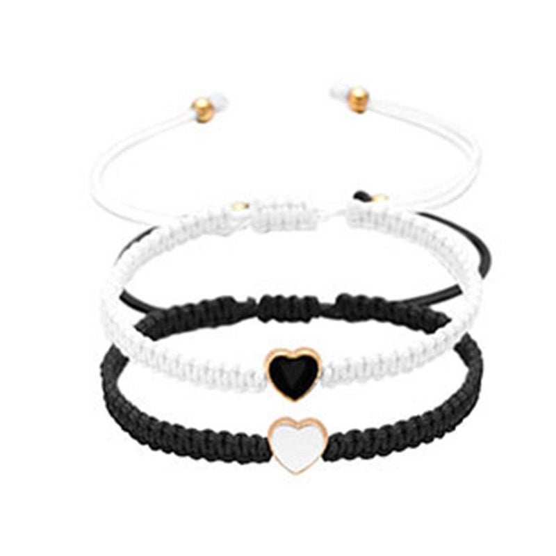 Set of 2 Colorful Heart Beaded Matching Bracelets, Couples Friendship Bracelet, Adjustable Braided Bracelet Cute Jewelry Gifts for Friends - Image 1